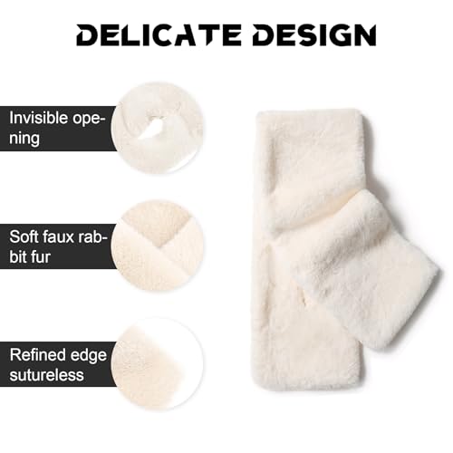 Faux Fur Loop Scarf for Women - Thermal Black Neck Warmer Winter Thick Collar & Machine Washable2