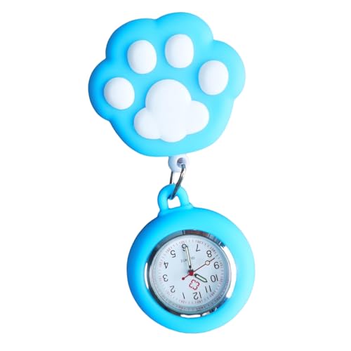 Javoryxh Relojes De Enfermera Reloj con Patas Gatito Dibujos Animados Relojes Solapa Colgantes con Clip Bolsillo Retráctil Accesorio para Enfermera Sanitaria