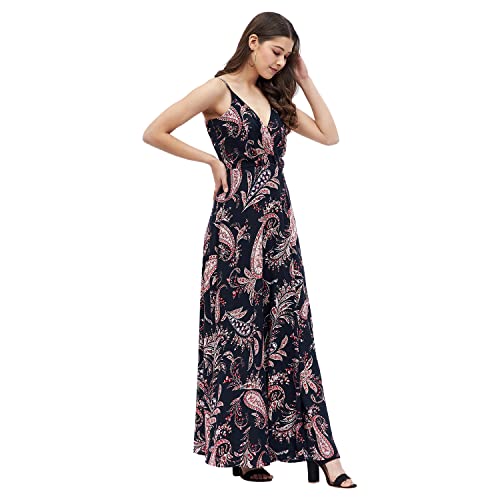Image of Harpa Women's Rayon Modern Maxi Casual Dress (GR6387A- Navy Extra Large)