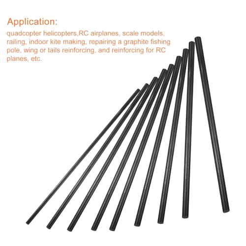 sourcing map Paket von 12 Kohlefaser Stab für RC Flugzeug DIY Rohr Quadcopter Arm 2mmx100mm