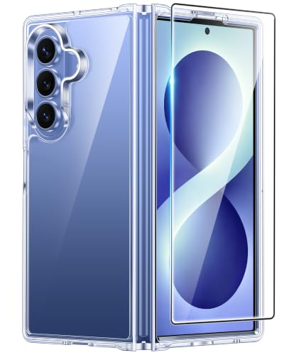 Image of FNTCASE for Galaxy Z-Fold-8 Ultra Case: Samsung Z Fold 7 Clear Case, Tempered Glass Screen Protector, Anti Yellowing, Military Grade Drop Protection, Rugged Shockproof