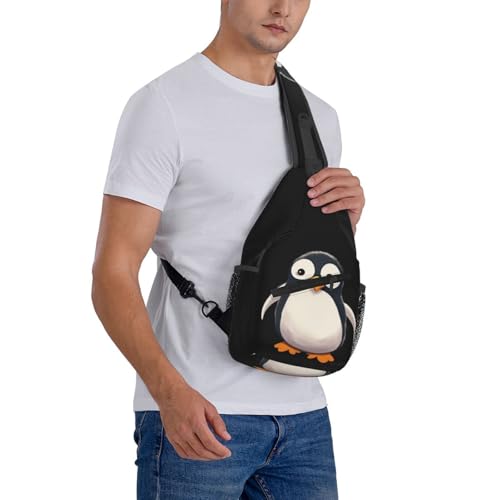 Mochila tipo sling con diseño de pingüino negro miniatura 7