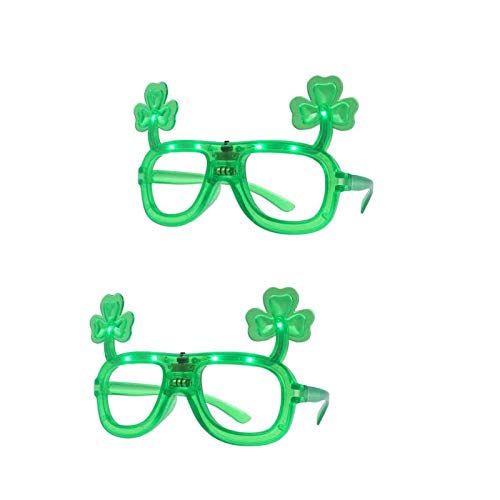 BinaryABC St.Patrick's Day Shamrock Led Light Up Glasses Eyeglasses Frames,St.Patrick's Day Party Favors,2Pcs