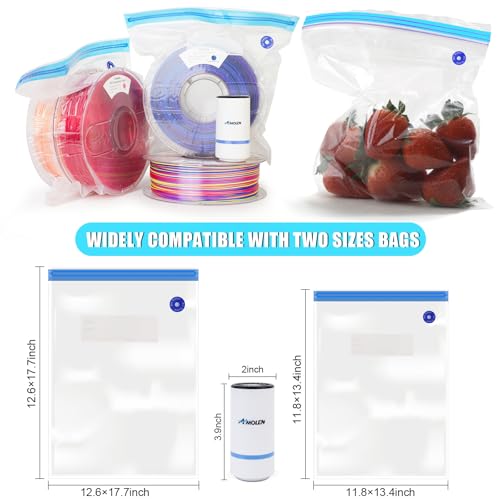 Image of AMOLEN 28PCS Filament Vacuum Storage Kit with Automatic Pump, 16 Bags with Two Sizes Vacuum Sealed Bags for 3D Filament, Spool Sealing for Keeping Dry and Clean