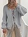 PRETTYGARDEN Women's Tie Front Bow Cardigan Sweaters Chunky Knit Long Puff Sleeve Trendy Fall Winter Jacket Coats (Light Grey,Medium)