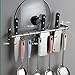 ASkinds Utensil Hanging Rack Stainless Steel Rail Hanger Rod Wall Mounted Pot Pan Lid Holder Cookware Storage Organizer with Sliding Hooks for Kitchen Bathroom
