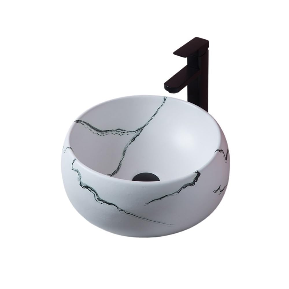 Kx9lb8d One Color Bathroom Vessel Sink Round Vessel White Porcelain Ceramic Bathroom Sink Above Counter Basin, 40 * 40 * 15Cm Vanity Basin