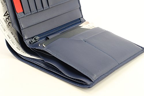 Image of Genuine Sheep Leather Smart Family Size Passport Travel Wallet /Holder - (Blue)