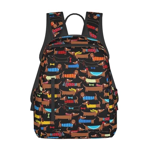 Sac à dos teckels I Love My Dog noir et blanc en taille unique pour adulte