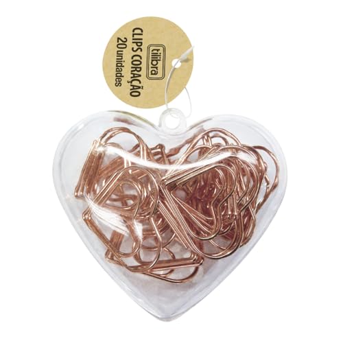 Tilibra - Clips Coração Ouro Rose, 20 unidades