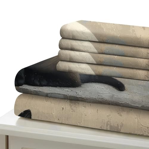 Housse de couette chat égyptien 260x220 cm avec taies d'oreiller en microfibre douce - 6