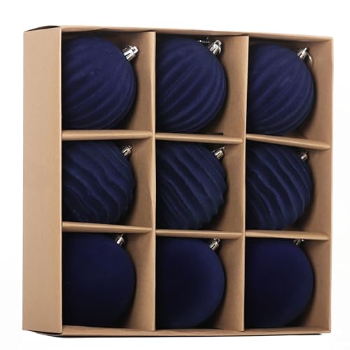 Image of 4In Velvet Ornaments for Christmas Tree, 9pcs Large Christmas Ornaments Set