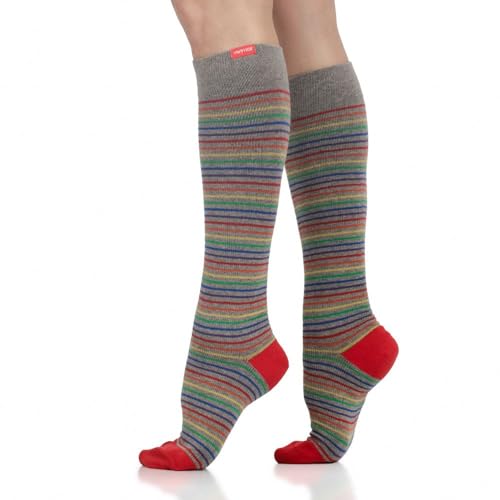 VIM & VIGR Cotton 15-20 mmHg Graduated Compression Socks (ROYGBIV Pinstripe, Small/Medium (1))