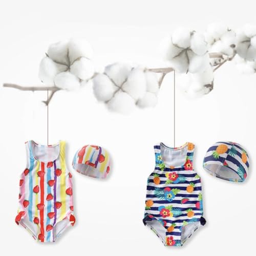 Image of Baby Girls One Piece Swimsuit Yellow Swimwear Fruit Pineapple Bathing Suit Summer Beach Wear with Ruffle Butt