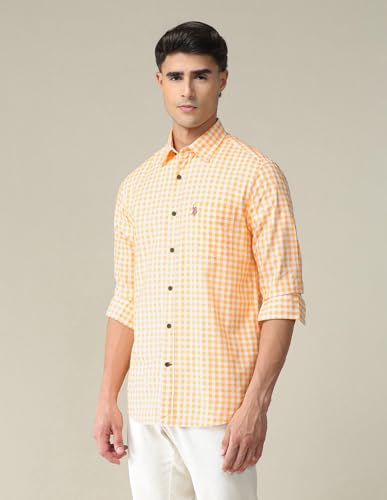 Image of U.S. Polo ASSN. Checkered Tailored Fit Shirt for Men - 100% Cotton, Breathable & Comfortable, Full Sleeves Casual Shirt for Men