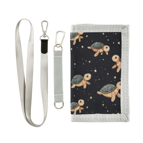 Wusikd Turtles Stars Kids Wallet for Boys Girls Galaxy Toddler Trifold Wallet Novelty Wallet for Teens Women Men