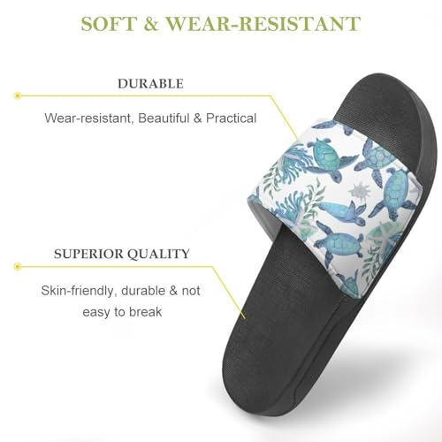 Watercolor Cute Sea Turtles Womens Slide Sandals Non Slip Summer House Slippers for Girls Slip-on Flip Flops3
