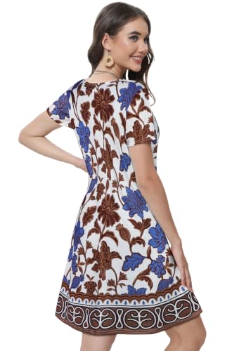 Image of Summer Dresses for Women Casual Tshirt Dress Beach Sundress with Pockets | Two Hidden Pockets, Short Sleeve Boho Dress, Scoop Neck Floral Dress, Flowy A-Line, Hawaiian Vacation Beach Cover Up 2026