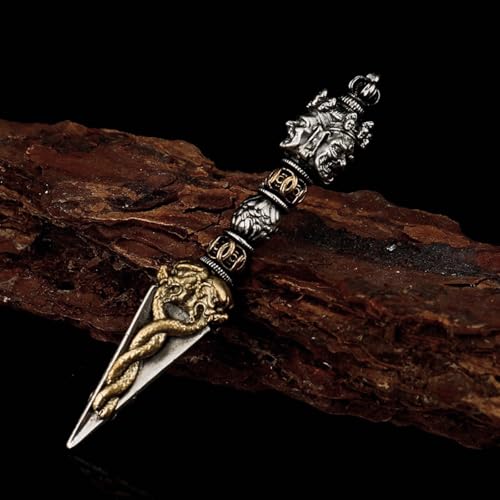 Handmade Tibetan Buddhism Pendant For Men Silver and Brass - Buddha - Self Defense Jewelry - Vajra - Spiritual Necklace - Yoga4