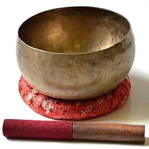 BUDDHAFIGUREN/Billy Held Tibetaanse Khobre-klankschalenset met accessoires, metaal, goud, 550-600 g, 3 stuks