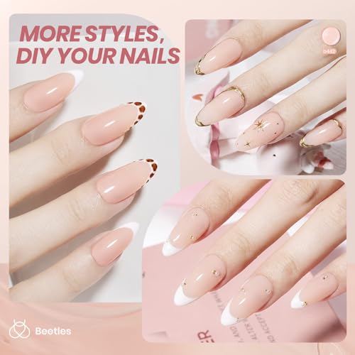 Image of Beetles Nude Gel Nail Polish - 15ML Nude Pink Natural Gel Polish Nail Concealer Jelly Gel Nail Polish Soft Sheer Nail Polish Soak Off UV Nail Lamp French Nail Art Manicure Gift for Women