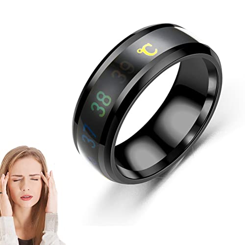 Vigorvi Temperature Monitor Therapeutic Ring, Vigorvi Temperature Monitoring Therapy Ring, vigorvi Thermochromic Ring, Temperature Monitor Ring Smart Rings for Women Health (12,Black) Cover