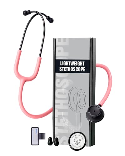 FriCARE Lightweight Pink Stethoscope - Stethoscopes for Nurses Home Medical Use - Dual Head Estetoscopio in First Aid Kit, StethoMedic Essentials, Lifetime Warranty, Comfortable Earpieces, 30 inch