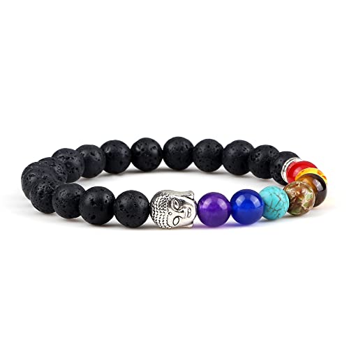 Bracelet Reiki 7 Chakra en pierres fines œil de tigre et onyx véritable