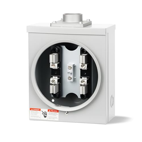 100 Amp Meter Socket 4 Jaw Meter Base Meter Socket 600v 3 Wire Ringless Type with Horn Bypass Meter and Cover Plate For Overhead Underground Feed ect.