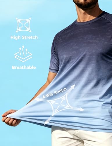 Image of ELETOP Men's Swim Shirts UPF 50+ Short Sleeve Rash Guard Sun Shirts for Beach Fishing