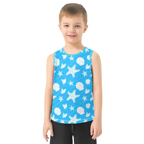Seashell Starfish Ocean Boys Tank Tops Sleeveless Tank Top Shirts Undershirts for Summer,3T2