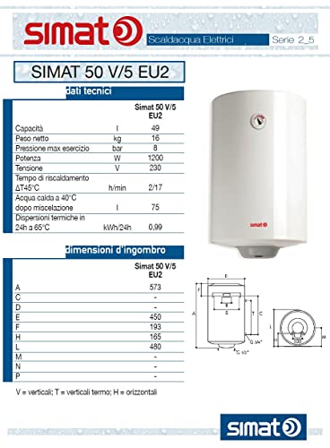 Scaldabagno elettrico Simat by Ariston 50 litri