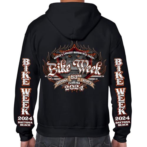 Biker Life Clothing 2024 Bike Week Daytona Beach Official Logo Zip-Up Hoodie