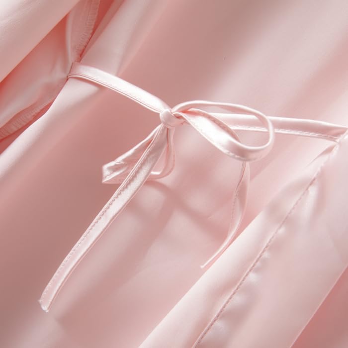 Image of Crystal Dew 2 Pcs Mother of the Bride Groom Robe with Lace Trim Embroidery Bridal Satin Kimono Robes for Wedding Day