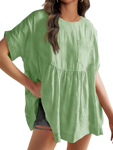 Image of Tankaneo Womens Summer Babydoll Tops Casual Loose Fit Peplum Oversized Tunic Shirts