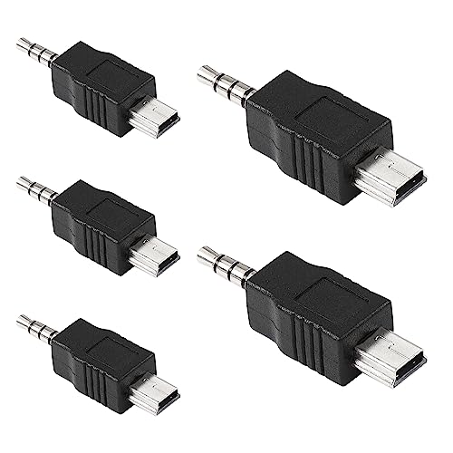 SinLoon Mini USB to 2.5mm Jack Audio Adapter 5pcs 4 Ploe 2.5mm Male to Mini USB Male Car AUX Audio Out Converter for Headphone Adapter Active Clip Microphone (Mini USB to 2.5mm Jack)