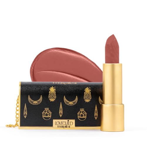 Image of LoveChild Masaba inchThe Batua inch Lipstick, Thak Gayi (Nude Pink) Rich Satin Finish Lipstick with Built-in Mirror, Hydrating, Nourishing Formula with Jojoba Oil, 4g