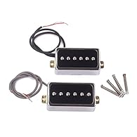 P90 Pickup Set,Alnico V Single Coil Bridge & Neck Pickups for Les Paul P90 Style Humbucker Size Electric Guitar (black silver)