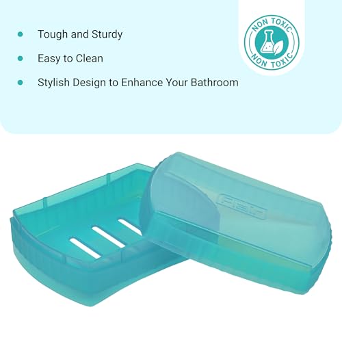 Image of FLAIR Estella Soap Case with Drainage | Reusable & Durable Soap Box | Modern Bathroom Soap Holder (1, T.Green)