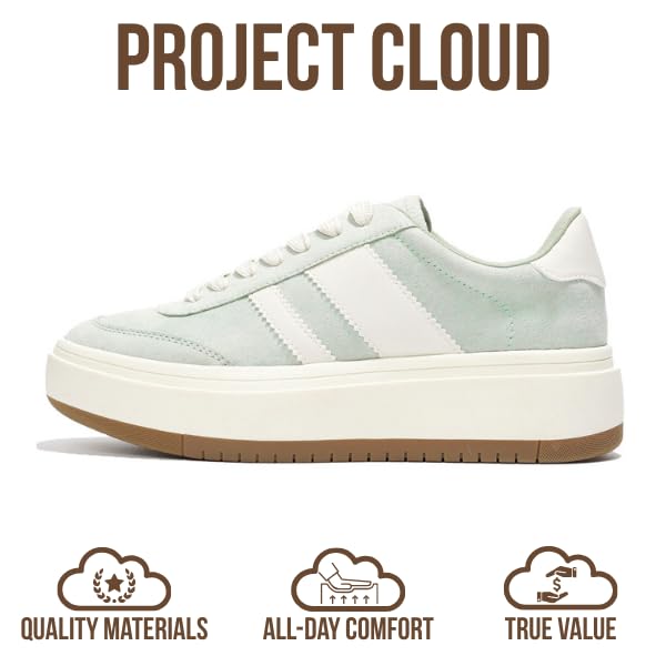 Project Cloud Platform Sneakers for Women - Lightweight Memory Foam Insole Womens Sneakers - Non-Slip Fashion Sneakers for Women Footwear - Women's Fashion Platform Shoes (Nita): 6 Pistachio