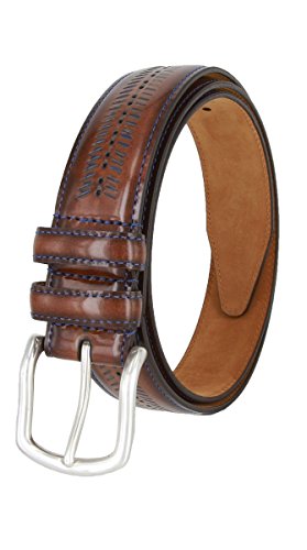 Lejon Smooth Blue Arrow Pattern Leather Dress Belt 1-1/4" (32mm) Wide4