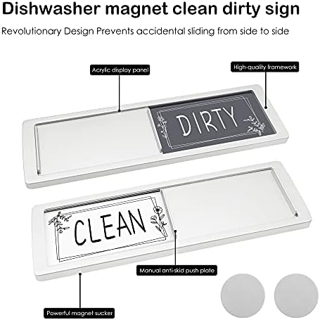Coomazy Universal Kitchen Dishwasher Sign, Dishwasher Magnet Clean Dirty Sign for Kitchen Organization/Dishes/Fridge, Easy to Read Non-Scratch Magnetic Indicator Sign with 2 Double-Sided Stickers