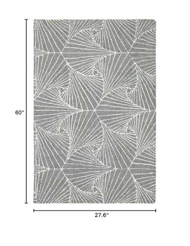 Tapete decorativo gris ecru 2'3" x 5' hecho a mano miniatura 2