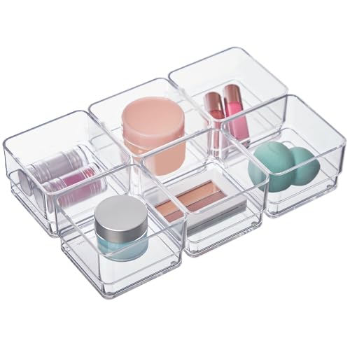 STORi SimpleSort 6-Piece Stackable Clear Drawer Organizer Set | 3"