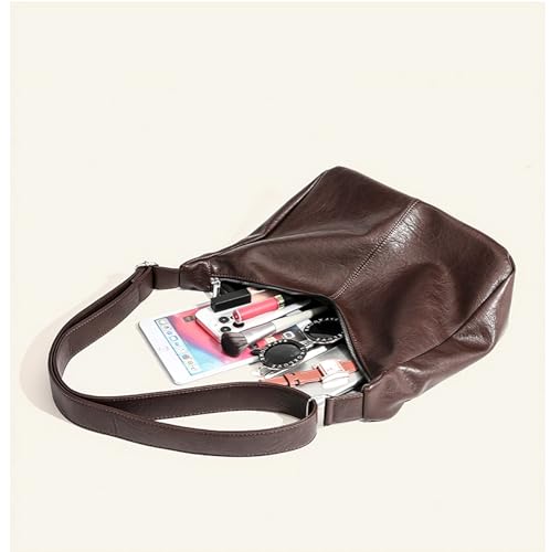 Image of GRPKSSIB PU Leather Shoulder Bags Hobo Crossbody Bag Casual Tote Handbags Women's Crescent Purse with Adjustable Strap