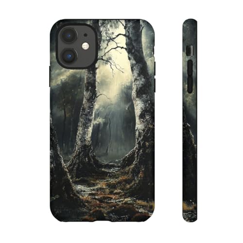 Coque iPhone 11 forêt sombre mate rigide et élégante