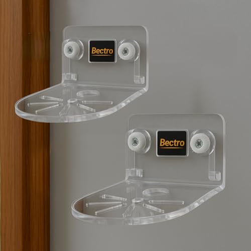 Image of Bectro Transparent Acrylic CCTV Camera Wall Mount Stand, Drill Free, Comes with Strong Adhesive Tape with Inbuilt Screw Set - Durable, Sleek Bracket (Pack of 2)
