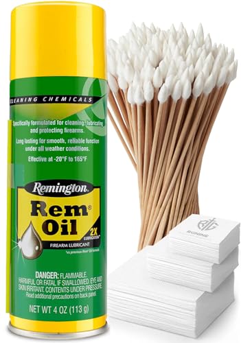Rem Oil Spray 4 Oz Gun Oil and Cleaner Kit - Rem Oil Spray Gun Oil Aerosol + Gun Cleaning Supplies - Rem Oil Gun Cleaner Lubricant Aerosol 4 Oz Gun Cleaner Patches 50pcs and Gun Cleaning Swabs 100pcs