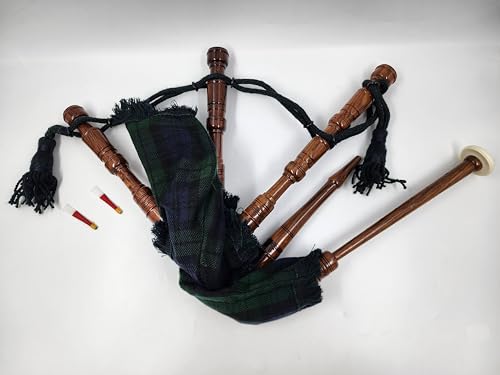 Woldorf Usa Mini Bagpipe Rosewood Irish Black Watch Cover & Cord Brown Color Starter Playable For Beginner Kids Junior Toy Set Comes With 2 Free Reeds thumb #3