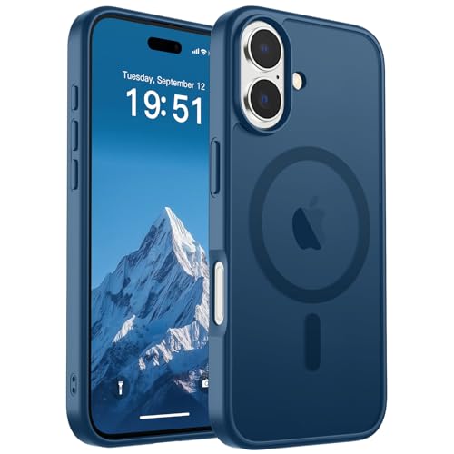 Image of SUPFINE Magnetic for iPhone 17 Case (Compatible with MagSafe)(Military Grade Drop Protection) Translucent Matte Shockproof with Anti-Fingerprint Phone Cover,Deep Blue